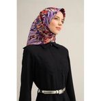 Armine Desenli Saf Ipek Twill Eşarp 9335-06, Mor