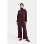 Armine Doğal Kumaş Sırt Detaylı Fermuar lı Tunik-Pantolon Yazlık İkili Takım-Oversize