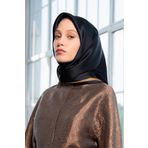 Armine İpek Eşarp 2025 Kış - 9261-02 Siyah Gold Twill