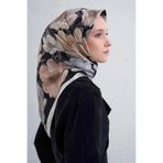 Armine İpek Eşarp 2026 Kış - 9403-84 Siyah Gri Twill
