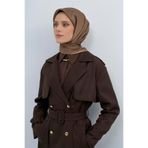 Armine İpek Eşarp 2026 Yaz - 9528-06 Kahverengi Twill
