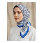 Armine İpek Eşarp - 9149D-39 - Sura - Mavi, Beyaz