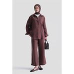 Armine Keten Oversize Tunik Kahverengi