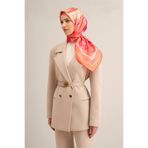 Armine Klasik Desenli İpek Eşarp, Tek Ebat, E25YA9315D02, TURUNCU, kadın