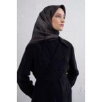 Armine Klasik Desenli Saf Ipek Twill Eşarp 9428D 52 - Füme - 90 x 90 cm
