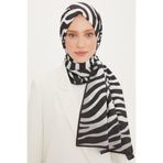 Armine Modal Şal - Zebra Model - Siyah Beyaz