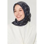 Armine Nostalji Tivil İpek Eşarp IST 8555-15 Lacivert Logo Desen