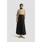 Armine Paraşüt Kumaş Mix Örme Elbise ORTD9437 Lacivert - 36
