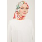 Armine Pembe Çiçek Desen Tivil İpek Eşarp 9110 - 54 - 90 x 90 cm