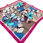 Armine Pembe Desenli Tivil İpek Eşarp 8914-57