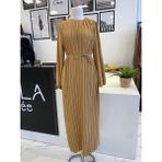 Armine Pileli Elbise - Camel - 42