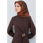 Armine Saf Ipek Sura Eşarp 9509D 57 - Kakao - 90 x 90 cm