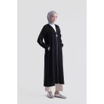 Armine Simli Şeritli Pardesü Siyah - 42