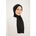 Armine SYR24953 Trend Life Jakarlı Siyah A Logo Dama Desen Kadın Şal