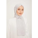 Armine SYR25055 Trend Jakarlı Gümüş A Logo Dama Desen Kadın Şal