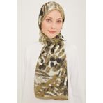 Armine SYR25096 Trend Haki Krem Fırça Desen Kadın Şal