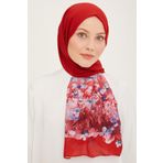 Armine SYR25136 Trend Kırmızı Degrade Geçişli Sulu Çiçek Desen Kadın Şal