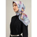 Armine Tivil İpek Eşarp 9312-35 Mavi Karışık Desen