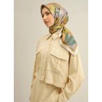 Armine Tivil İpek Eşarp 9312-55 Yeşil Karışık Desen