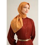 Armine Tivil İpek Eşarp 9321-51 Turuncu Karışık Desen