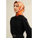 Armine Tivil İpek Eşarp 9322-38 Turuncu Karışık Desen