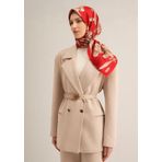 Armine Tivil İpek Eşarp 9324-54 Kırmızı Karışık Desen