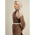 Armine Tivil İpek Eşarp 9327-84 Sütlü Kahve Karışık Desen