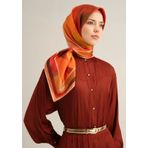 Armine Tivil İpek Eşarp 9331-33 Turuncu Karışık Desen