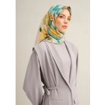 Armine Tivil İpek Eşarp 9334-07 Yeşil Karışık Desen