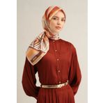 Armine Tivil İpek Eşarp 9336-05 Turuncu Karışık Desen