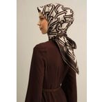 Armine Tivil İpek Eşarp 9343-52 Kahverengi Karışık Desen