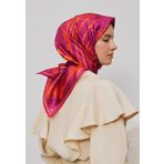Armine Tivil İpek Eşarp 9353-07 Pembe Karışık Desen