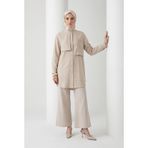 Armine TREND Aller Detaylı Beli İpli Çiçek Desen İşlemeli Tunik Taş 26YT407