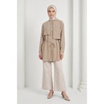 Armine TREND Aller Detaylı Beli İpli Çiçek Desen İşlemeli Tunik Vizon 26YT407