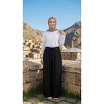 Armine TREND Belden Bağcıklı Büyük Beden Lastikli Rahat Bayan Pantolon Siyah 26YT221