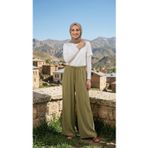 Armine TREND Belden Bağcıklı ve Lastikli Rahat Bayan Pantolon Küf Yeşili 26YT220