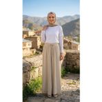 Armine TREND Belden Bağcıklı ve Lastikli Rahat Bayan Pantolon Taş 26YT220