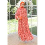Armine Trend Bol Kesim Uzun Elbise Mercan 24YT914 - 44