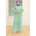 Armine Trend Bol Kesim Uzun Elbise Yeşil 24YT914 - 44