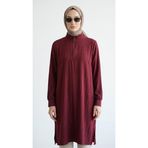 Armine TREND Çilek Kumaş Yarım Fermuarlı Tunik Bordo 26YT462