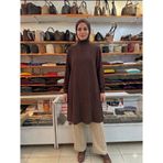 Armine TREND Çilek Kumaş Yarım Fermuarlı Tunik Kahverengi 26YT462