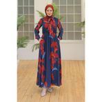 Armine TREND Desenli Elbise Lacivert 23YT905
