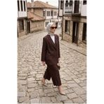 Armine TREND Etek Ucu Garni Detaylı Kruvaze Yaka Pantolonlu İkili Takım Kahverengi 26YT6151