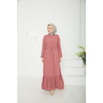 Armine Trend Etek Ucu Tül Desenli Fermuarlı ELBISE-PINK-25YT924 - 44
