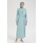 Armine Trend Kolları Lastikli V Yaka Detaylı Elbise-Mint 25YT944 - 42
