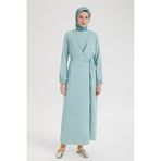 Armine Trend Kolları Lastikli V Yaka Detaylı Elbise-Mint 25YT944
