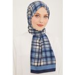 Armine Trend Lacivert-İndigo Ekose Desen Modal Şal 4713-12