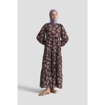 Armine TREND Şal Desenli Elbise-Siyah 25YT914