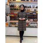 Armine TREND Yarım Fermuarlı Baskı Desenli Tunik Kahverengi 26YT473
