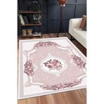 armolin Pembe Çiçekli Desen Lastikli Halı Örtüsü (Süngersiz) SZZ-742